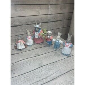 Department 56 hideaway hollow rabbit Easter Bunny garden Set Of 6
